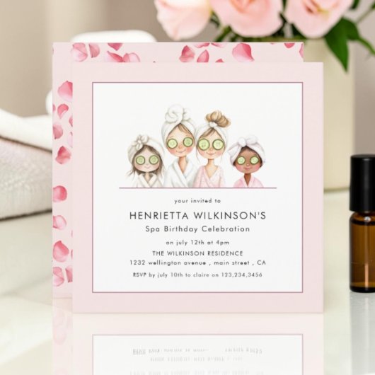 Girls Pamper Party Spa Birthday Invite