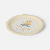 Girls Pastel Summer Duckling Birthday ペーパープレート (アングル)