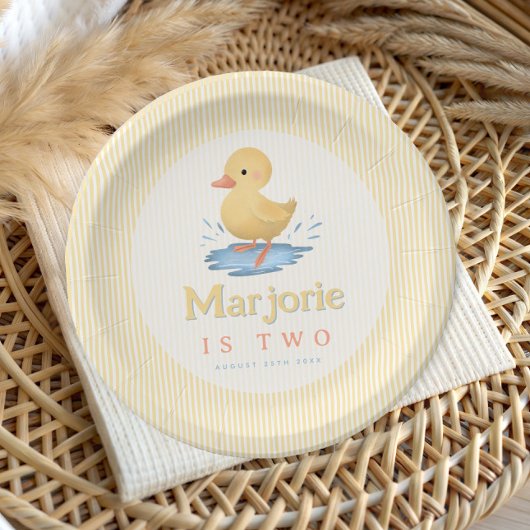 Girls Pastel Summer Duckling Birthday ペーパープレート