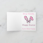 Girls Personalize Happy Easter Bunny Pink ノートカード (内部)