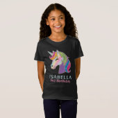 Girls Personalized Glowing Unicorn Birthday  Tシャツ (正面フル)