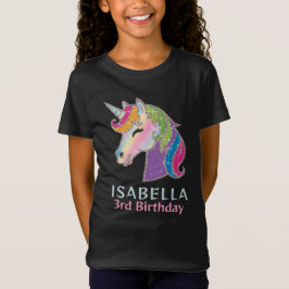 Girls Personalized Glowing Unicorn Birthday  Tシャツ