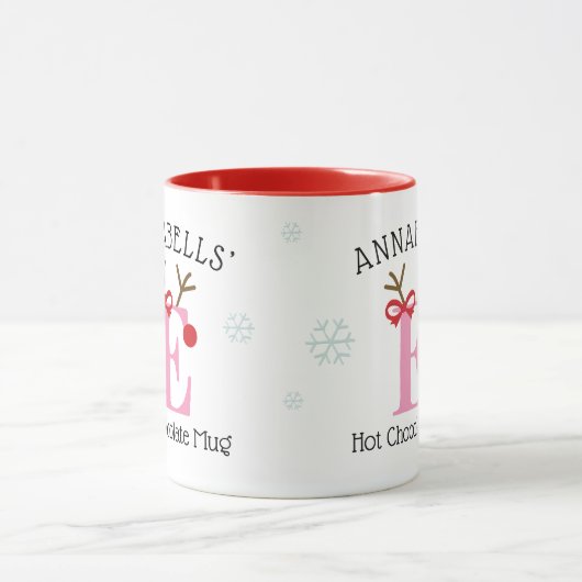 Girls Personalized Reindeer E Hot Chocolate Mug マグカップ (中央)