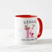 Girls Personalized Reindeer K Hot Chocolate Mug マグカップ (正面右)