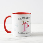 Girls Personalized Reindeer P Hot Chocolate Mug マグカップ (左)