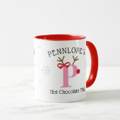 Girls Personalized Reindeer P Hot Chocolate Mug マグカップ (正面右)