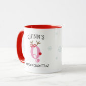 Girls Personalized Reindeer Q Hot Chocolate Mug マグカップ (正面左)