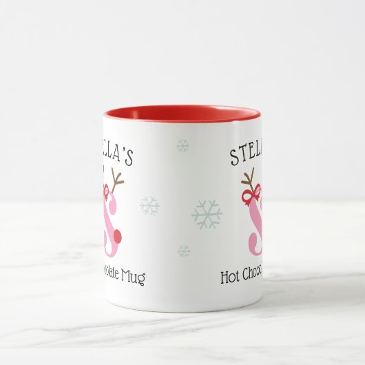 Girls Personalized Reindeer S Hot Chocolate Mug マグカップ (中央)