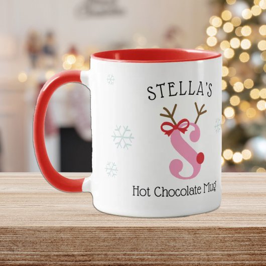 Girls Personalized Reindeer S Hot Chocolate Mug マグカップ
