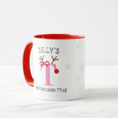 Girls Personalized Reindeer T Hot Chocolate Mug マグカップ (正面左)