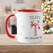 Girls Personalized Reindeer T Hot Chocolate Mug マグカップ