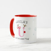Girls Personalized Reindeer U Hot Chocolate Mug マグカップ (正面左)