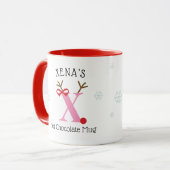 Girls Personalized Reindeer X Hot Chocolate Mug マグカップ (正面左)