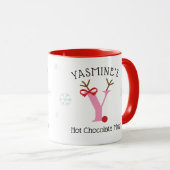 Girls Personalized Reindeer Y Hot Chocolate Mug マグカップ (正面右)