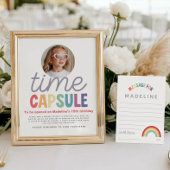 Girls Photo Retro Rainbow Time Capsule Sign ポスター