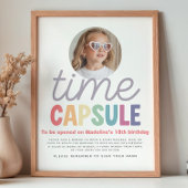 Girls Photo Retro Rainbow Time Capsule Sign ポスター