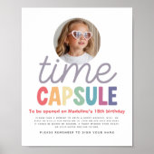 Girls Photo Retro Rainbow Time Capsule Sign ポスター (正面)