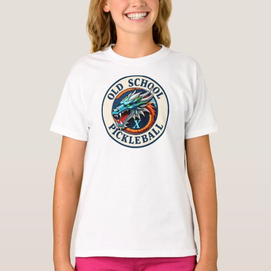 Girls Pickleball Dragon X Team Old School  Tシャツ (正面)