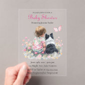 Girl's Pink Baby Shower Dog Themed アクリル招待状 (インサイチュ (ポータブル))