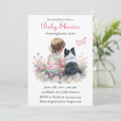 Girl's Pink Baby Shower Dog Themed 招待状 (スタンド正面)