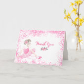 Girls Pink Ballerina Sparkle Thank You カード (黄色い花)