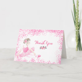 Girls Pink Ballerina Sparkle Thank You カード