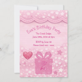 Girls Pink Birthday Invitation 招待状