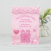 Girls Pink Birthday Invitation 招待状 (スタンド正面)