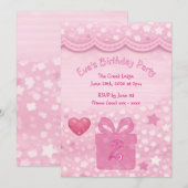 Girls Pink Birthday Invitation 招待状 (正面/裏面)