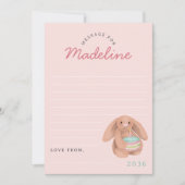 Girls Pink Bunny First Birthday Time Capsule Cards 招待状 (正面)