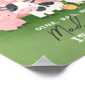 Girls Pink Farm Animal 2nd Birthday Welcome  ポスター (角)