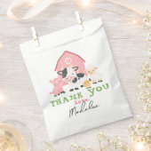 Girls Pink Farm Animal Barnyard Birthday フェイバーバッグ (クリップ留めされた状態)