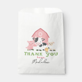 Girls Pink Farm Animal Barnyard Birthday フェイバーバッグ