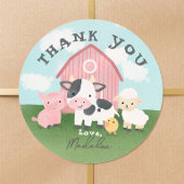 Girls Pink Farm Animal Barnyard Birthday Favor ラウンドシール