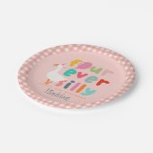 Girls Pink Four Ever Silly Farm Goose 4th Birthday ペーパープレート (アングル)