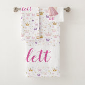 Girls Pink Personalised Princess Towel Set バスタオルセット (インサイチュ)