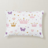 Girls Pink Princess Crown Personalised Cushion アクセントクッション (裏面)