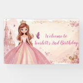 Girls Pink Princess Personalised Party Banner 横断幕 (横)