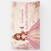 Girls Pink Princess Personalised Party Banner 横断幕 (縦)