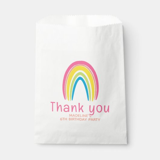 Girls Pink Rainbow Birthday Thank You Favor フェイバーバッグ (正面)