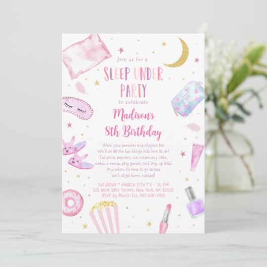 Girls Pink Sleep Under Birthday 招待状 (スタンド正面)