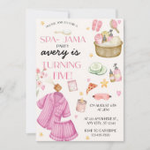 Girls Pink Spa-Jama Sleepover Birthday Invitation 招待状 (正面)