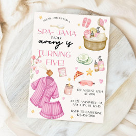 Girls Pink Spa-Jama Sleepover Birthday Invitation 招待状