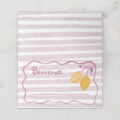 Girls Pink Stripes Lemon Watercolor Name プレイスカード (外部開封)