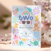 Girls Pink Two Cool Summer Splash Second Birthday 招待状