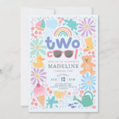 Girls Pink Two Cool Summer Splash Second Birthday 招待状 (正面)