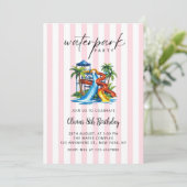 Girls Pink Waterpark Birthday Invitation 招待状 (スタンド正面)