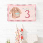 Girls Pink Woodland Bunny Birthday Sign 横断幕 (インサイチュ)