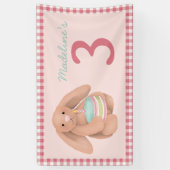 Girls Pink Woodland Bunny Birthday Sign 横断幕 (縦)