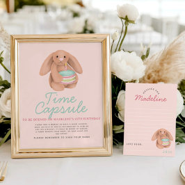 Girls Pink Woodland Bunny Time Capsule Sign ポスター